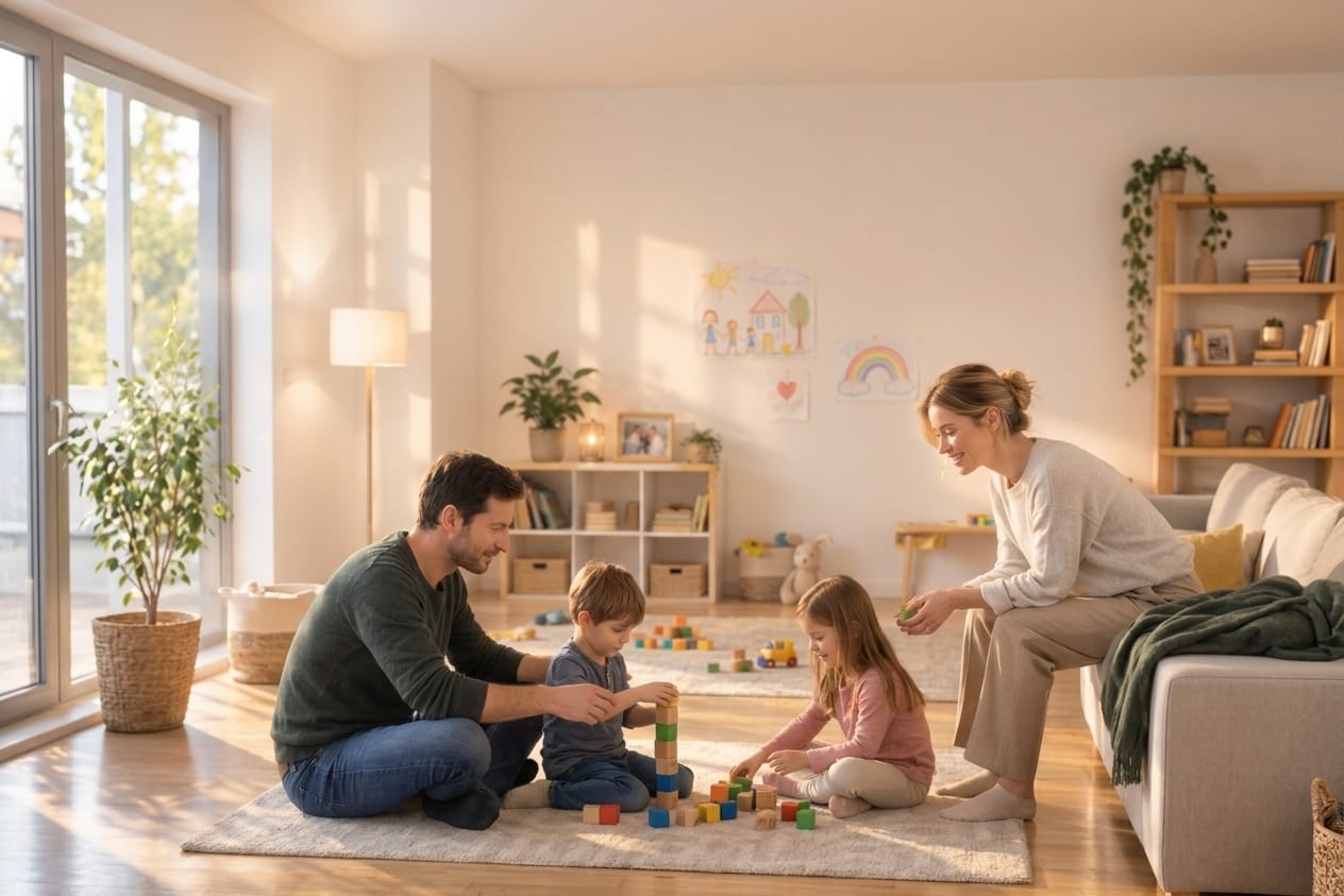 Starša in otroka pri skupnem preživljanju časa